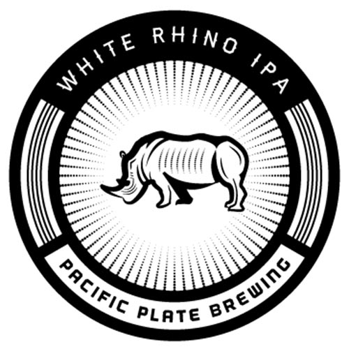 logo for Pacific Plate Brewing's White Rhino IPA